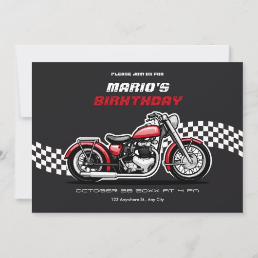Invitation Anniversaire de moto classique (Devant)