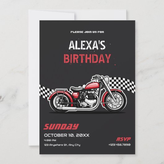 Invitation Anniversaire de moto classique (Devant)