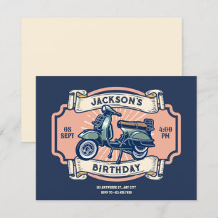 Invitation Anniversaire de moto rétro vintage classique