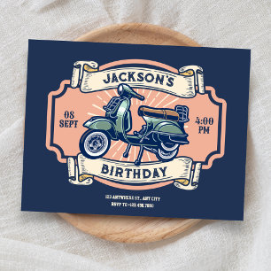Invitation Anniversaire de moto rétro vintage classique