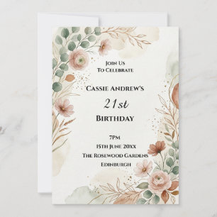 Invitation Anniversaire de Naissance Bohème Pampas Étape
