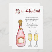 Invitation anniversaire de naissance champagne (Devant / Derrière)