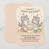 Invitation Anniversaire de naissance de chatons mignons bébé (Devant / Derrière)