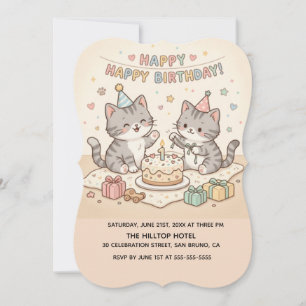 Invitation Anniversaire de naissance de chatons mignons bébé