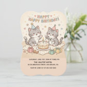 Invitation Anniversaire de naissance de chatons mignons bébé (Debout devant)