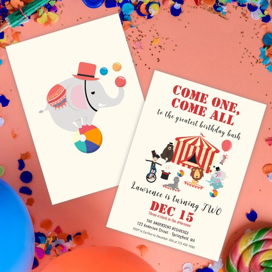 Invitation Anniversaire de naissance d'enfants de cirque colo