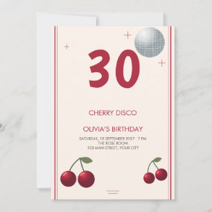 Invitation Anniversaire de naissance étape Crème Rouge Disco