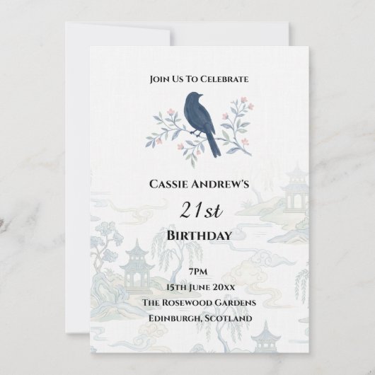 Invitation Anniversaire de naissance étape Fleur Bleue (Devant)