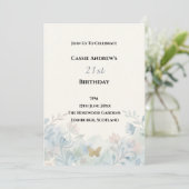 Invitation Anniversaire de naissance étape Fleur Bleue (Debout devant)