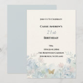 Invitation Anniversaire de naissance étape Fleur Bleue (Devant / Derrière)