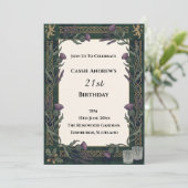 Invitation Anniversaire de naissance étape Fleurs Vert foncé (Debout devant)