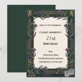 Invitation Anniversaire de naissance étape Fleurs Vert foncé (Devant / Derrière)