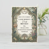 Invitation Anniversaire de naissance jalon botanique vert fon (Debout devant)