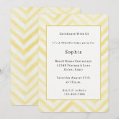 Invitation Anniversaire de naissance rayures zigzag jaune (Devant / Derrière)
