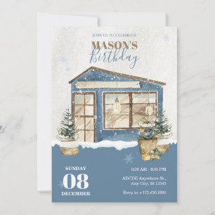 Invitation Anniversaire de neige de la maison d'hiver