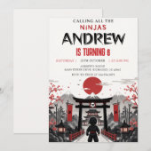 Invitation Anniversaire de Ninja personnel (Devant / Derrière)