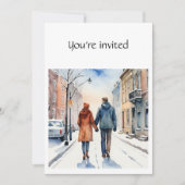 Invitation Anniversaire de Noël d'hiver Ville Couple hiver (Devant)