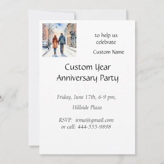 Invitation Anniversaire de Noël d'hiver Ville Couple hiver (Dos)