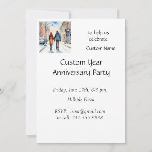 Invitation Anniversaire de Noël d'hiver Ville Couple hiver