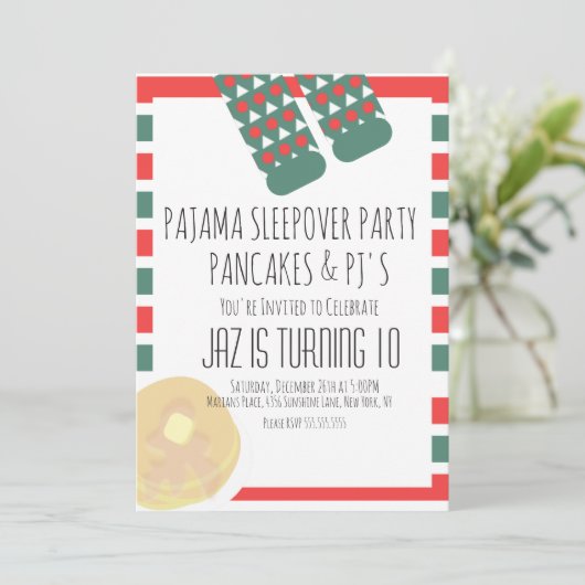 Invitation Anniversaire de Noël Pancakes pyjama (Debout devant)