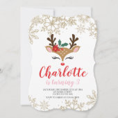 Invitation Anniversaire de Noël Reindeer (Devant)