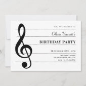 Invitation Anniversaire de notes de musique classique (Devant)
