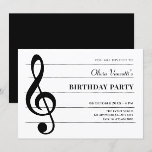 Invitation Anniversaire de notes de musique classique