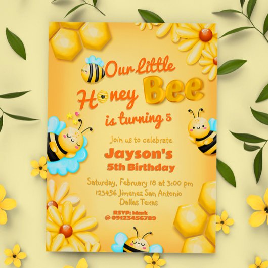 Invitation Anniversaire de notre petite abeille au miel