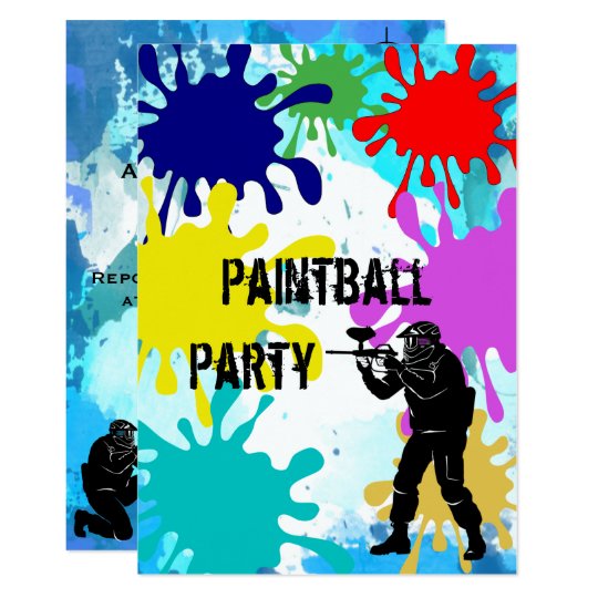 Cartes De Voeux Papeterie Paintball Party Invitations Fete D Anniversaire X 8 Avec Enveloppes Ecrire Votre Propre Maison