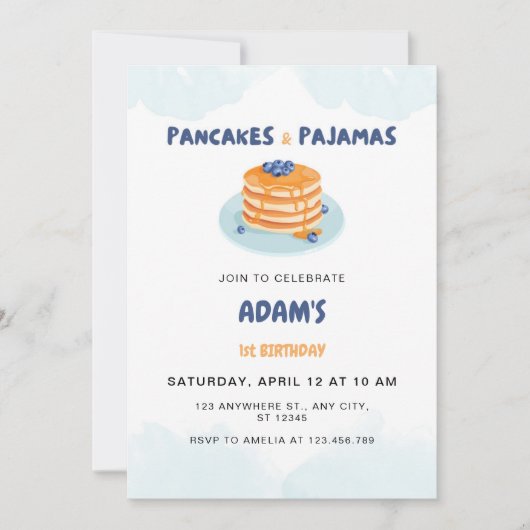 Invitation Anniversaire de Pancakes et Pyjamas (Devant)