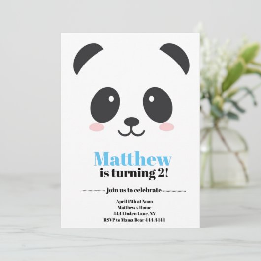 Invitation Anniversaire de Panda Bear (Debout devant)