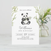 Invitation Anniversaire de Panda : Verdure Bambou (Debout devant)