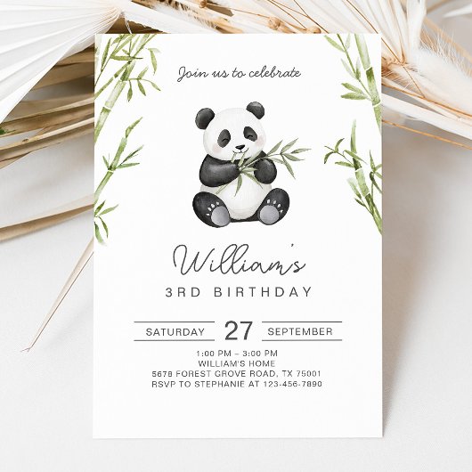 Invitation Anniversaire de Panda : Verdure Bambou
