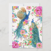 Invitation Anniversaire de paon de fleurs artistiques (Dos)