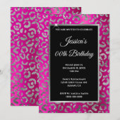 Invitation Anniversaire de papier d'aluminium léopard rose ch (Devant / Derrière)