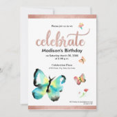 Invitation Anniversaire de papillon d'aquarelle personnalisée (Devant)