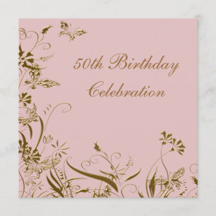 Invitation Anniversaire de papillon de rose de l'or de la