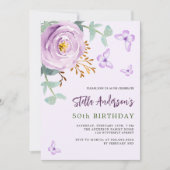 Invitation Anniversaire de papillon rose violet Lilac (Devant)