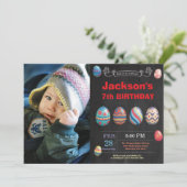 Invitation Anniversaire de Pâques Boy Oeuf de Pâques Photo An (Debout devant)