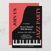 Invitation Anniversaire de partie de jazz (Devant / Derrière)