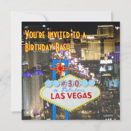 Invitation Anniversaire de partie de Las Vegas 30ème (Devant)