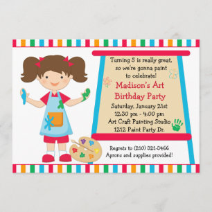 Invitation Anniversaire de partie de peinture d'art