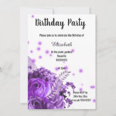 INVITATION ANNIVERSAIRE DE PARTIES SCINTILLANT FLORALE PURPLE (Devant)