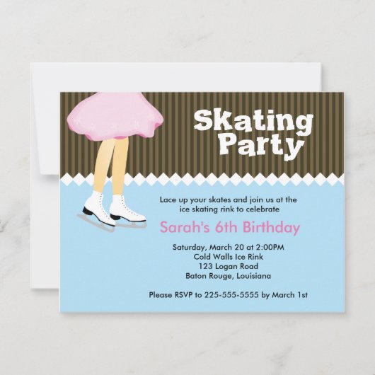 Invitation Anniversaire de patinage de glace (Devant)