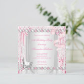 Invitation Anniversaire de Pearl Bow en argent rose (Debout devant)