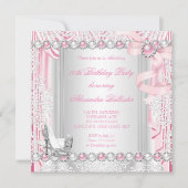 Invitation Anniversaire de Pearl Bow en argent rose (Devant)
