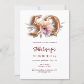 Invitation Anniversaire de pêche en or blanc 50e anniversaire (Devant)