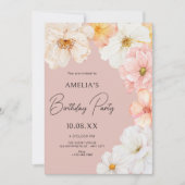 Invitation Anniversaire de pêche florale (Devant)