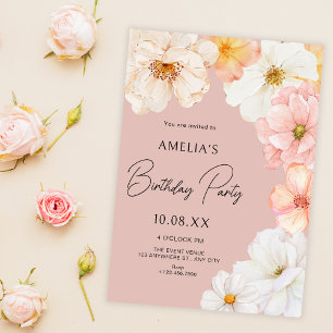 Invitation Anniversaire de pêche florale