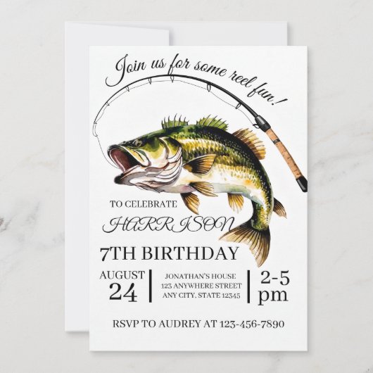 Invitation Anniversaire de pêche modifiable (Devant)